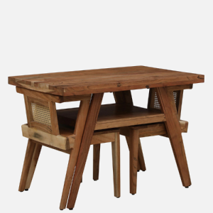 Lagom Acacia Wood 2 Seater Dining Set In Natural Finish