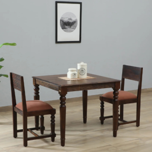 Clarion Sheesham Wood 2 Seater Dining Set In Provincial Teak Finish And Mocha Mousse Colour