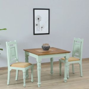 Joaquin Mango Wood 2 Seater Dining Set In Canary Green Finish