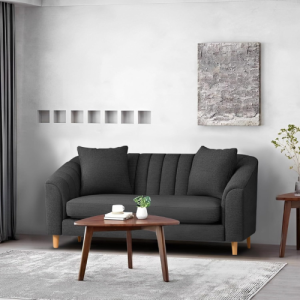 Casaliving Doraldo 2 Seater Sofa Set for Living Room (Black Colour) Premium Fabric Sofa