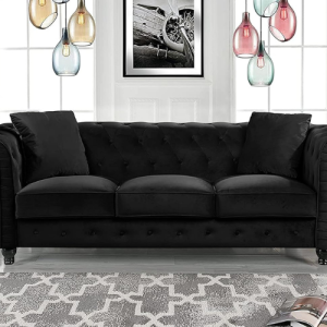 Wooden Three Seater Sofas Classified & Comfortable for Lining Room, Office and Dining Room-Black-Color