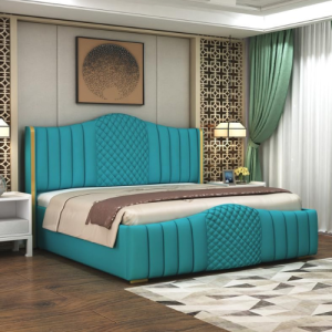 Aesthetic crafts Upholstered King Size Bed with Box Storage, Sheesham Wood