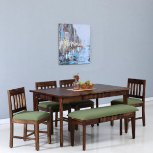 Avilys Sheesham Wood 6 Seater Dining Set In Provincial Teak Finish With Bench