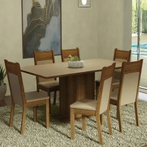 Augusta 6 Seater Dining Set in Wood Finish
