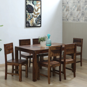 Segur Sheesham Wood 6 Seater Dining Set In Provincial Teak Finish