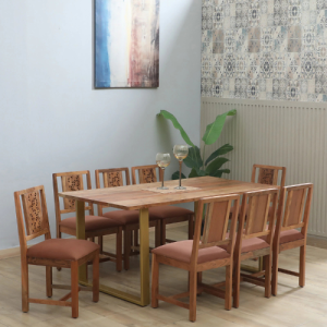 Vivant Acacia Wood 8 Seater Dining Set In Natural Finish